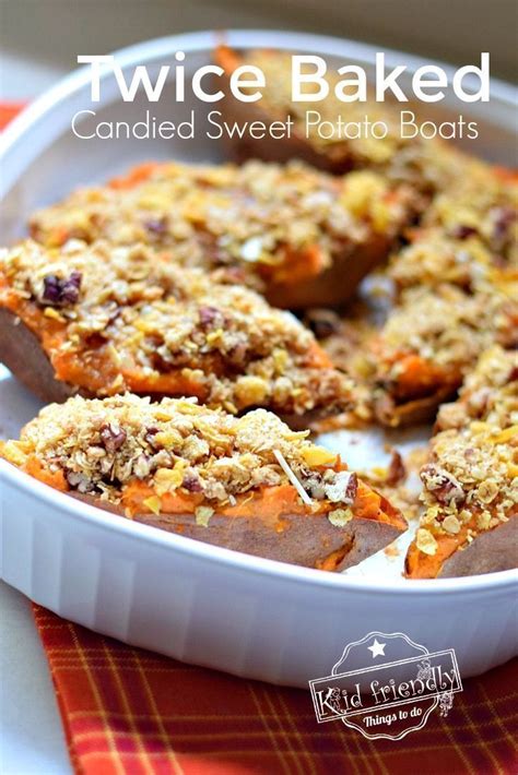 Twice Baked Sweet Potato Boats With A Brown Sugar Crunch Topping