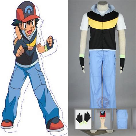 Anime Pokemon Ash Ketchum Trainer Cosplay Costume Coatt Shirtpants