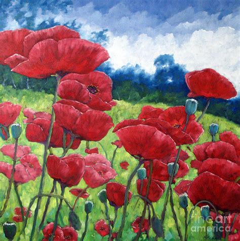 Field Of Poppies Painting By Richard T Pranke
