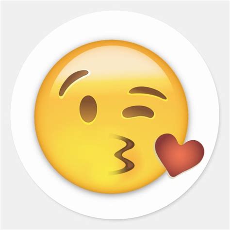 Pegatina Redonda Cara Que Lanza Una Emoji Del Beso Zazzlees