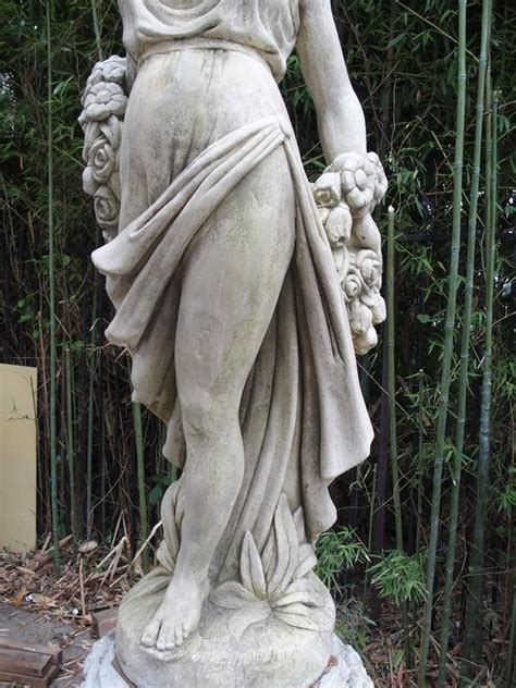 Cast Stone Garden Statue From France Femme A La Rose At
