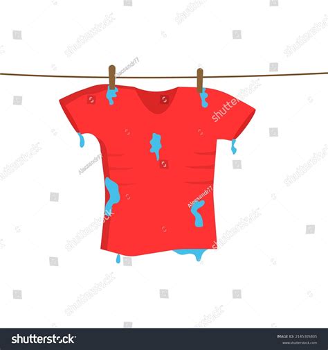 Wet Clothes Illustration Tshirt Hanging Drying Stock Vector Royalty