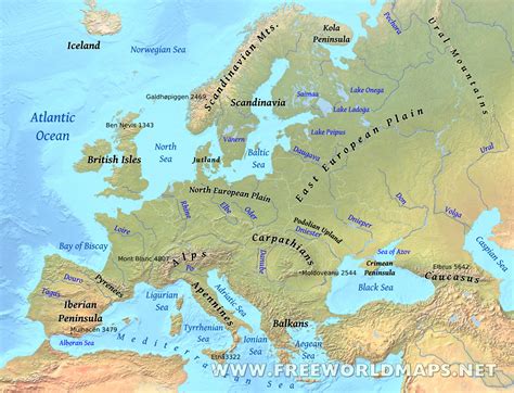 Europe Physical Map Freeworldmaps Net