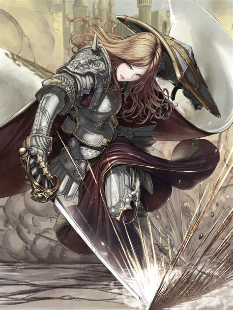 Original Characters Knight Anime Girls Fantasy Armor Shield Sword Anime 1200x1600