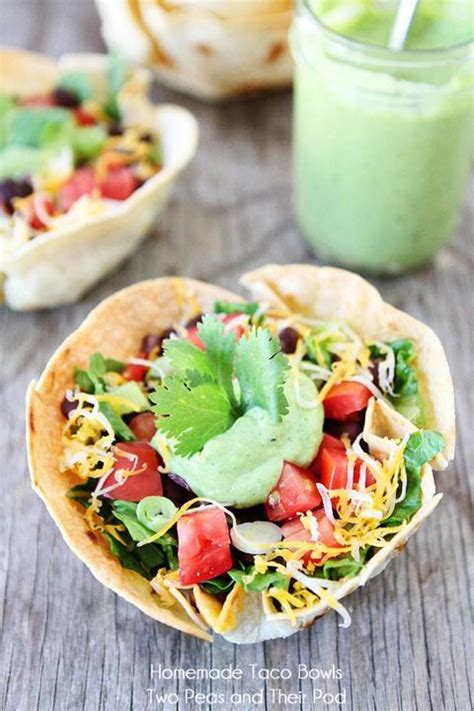 Taco Salad With Homemade Tortilla Bowls Mexican Food Recipes