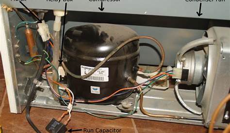 refrigerator - Where's the capacitor usually located at the bottom back