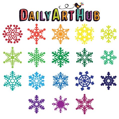 Colorful Snowflakes Clip Art Set Daily Art Hub Graphics Alphabets And Svg