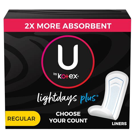 U By Kotex Lightdays Plus Panty Liners Regular Length Unscented 80