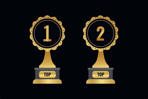 Top 1 And 2 Best Podium Award Sign With Golden Color 13339824 Vector