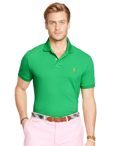 Lyst Polo Ralph Lauren Classic Fit Mesh Polo Shirt In Green For Men