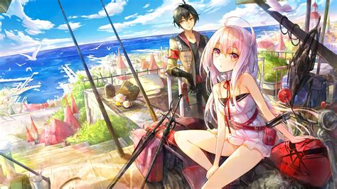 Beautiful anime couple wallpaper hd images one hd wallpaper 1024×640. anime, Landscape, White Hair, Couple, Original Characters ...