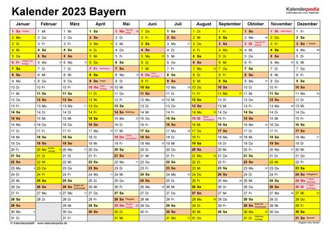 Ferien Bayern 2023 - Ferienkalender Zum Ausdrucken A52