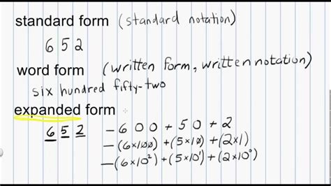 Math Numeration Standard Form Word Form And Expanded Form For Whole