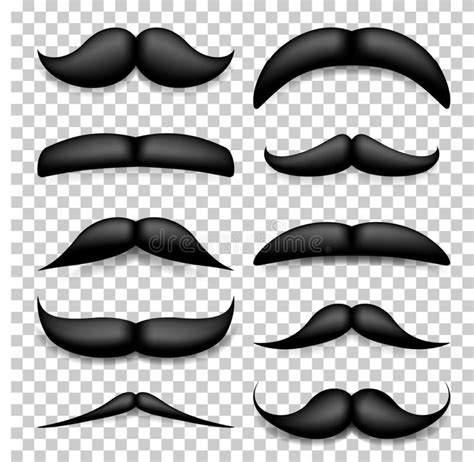 Mustache Isolated On White Black Vector Vintage Moustache Facial Hair