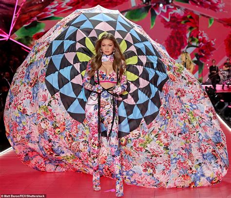 Gigi Hadid Stuns In Breathtaking Pink Peacock Parachute At Victoria S Secret Fashion Show In Nyc