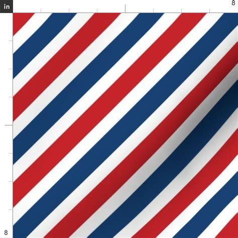 Red White And Blue Stripes Fabric American Diagonal By Etsy