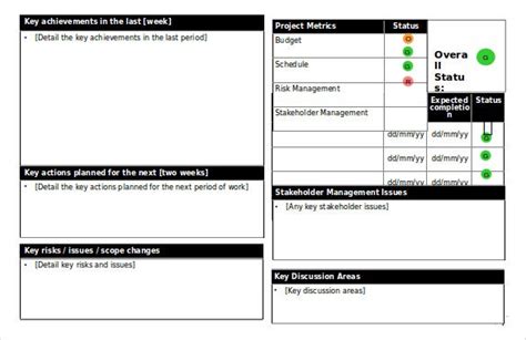 Printable Project Status Report Template Free Report Templates