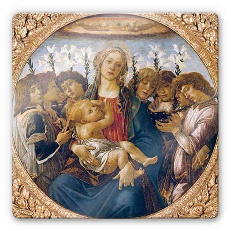 Botticelli Madonna With Lillies And Eight Angels Glass Art Wall