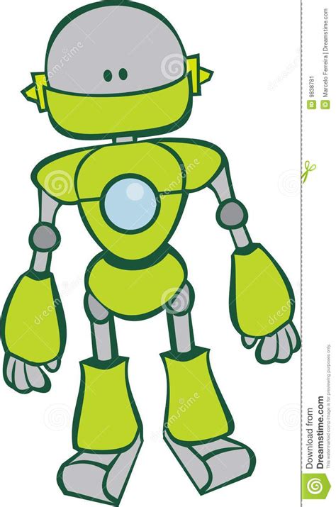 Cute Green Robot Stock Vector Illustration Of Drawing