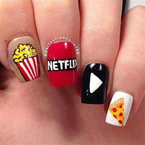 Netflix And Chill Nail Art Lol Awesome Love The Pizza Slice
