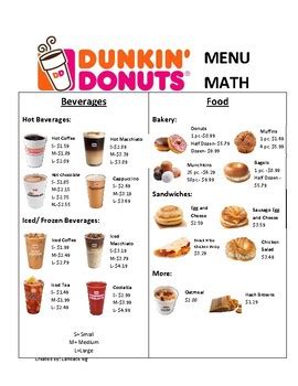 Free math worksheets for grade 7. Dunkin Donuts and Starbucks Menu Math Bundle | TpT