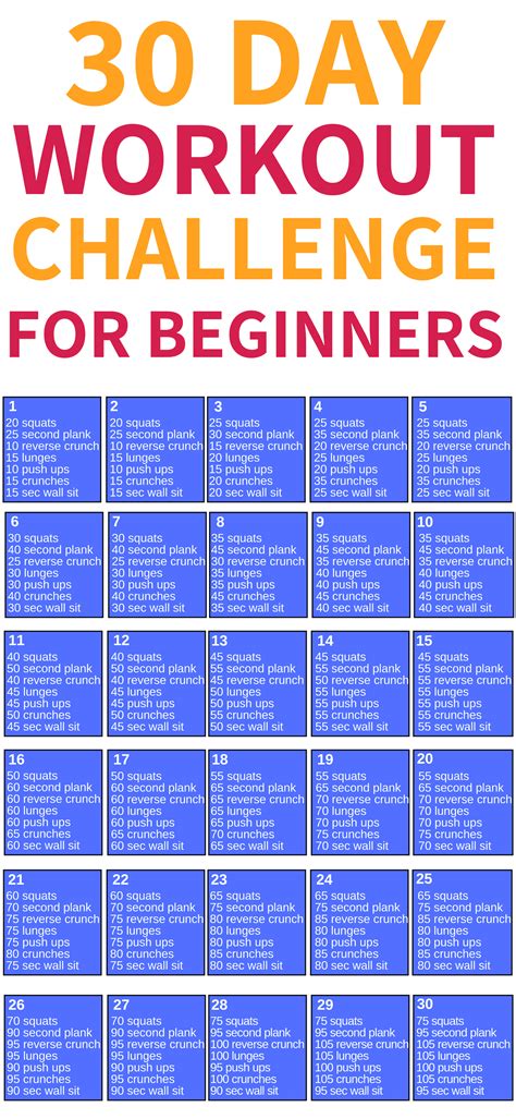 30 day challenge workout chart