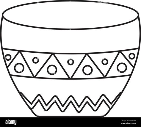 Bowl With Mexican Design Over White Background Line Style Vector