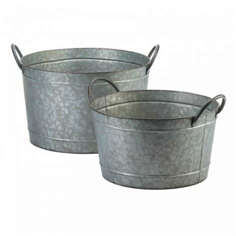 Galvanized Bucket Planter Duo Planters Pots And Window Boxes