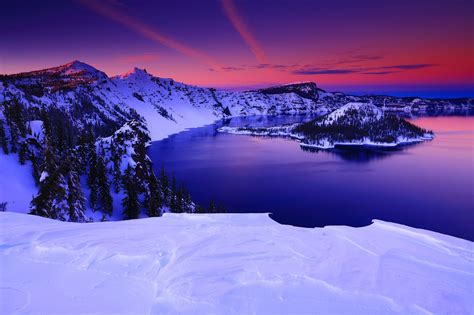 Photo Crater Lake National Park Oregon Sunset Free Pictures On Fonwall