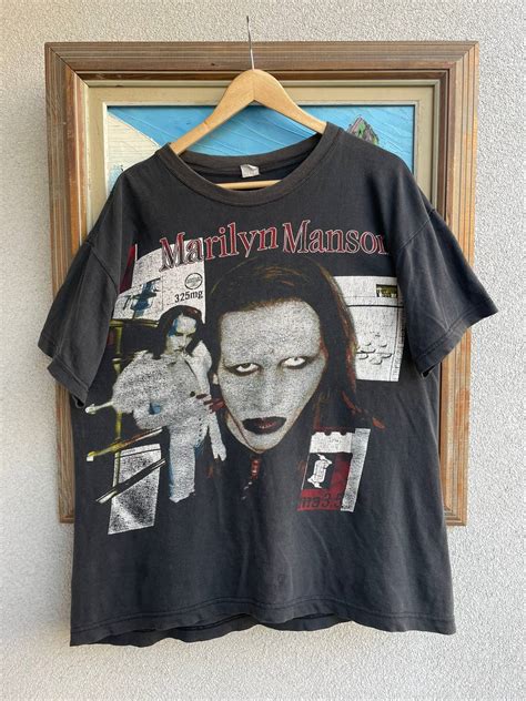 Vintage Marilyn Manson Vintage 90s Washed Black Band Rock Tee Rare