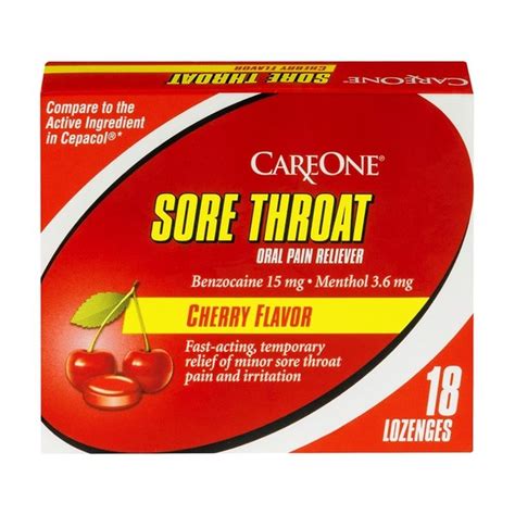 Careone Sore Throat Lozenges Cherry 18 Each Instacart