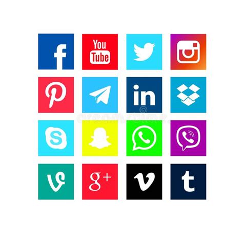 Vector Set Of Popular Social Media Icons In White Background Editorial