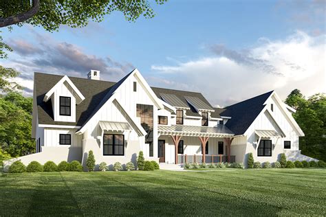 Exclusive 5 Bed Modern Farmhouse Plan With Unique Angled Garage