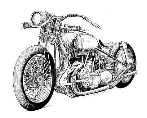 Premium Vector Retro Motorcycle Old Sketch Hand Drawn Vector