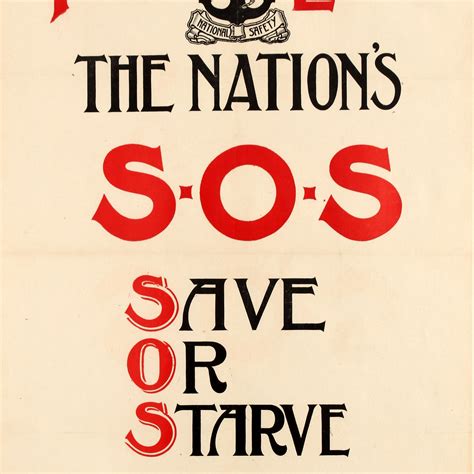 Original Antique Wwi Propaganda Poster Save Or Starve Sos Food Economy