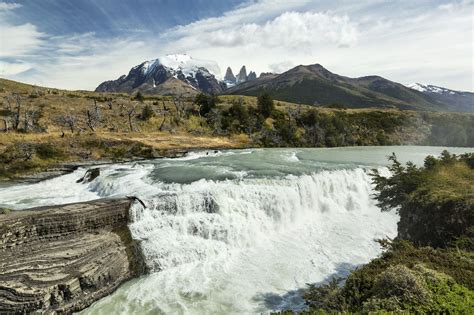 Paine Waterfall Paine Waterfall In Torres Del Paine National Park