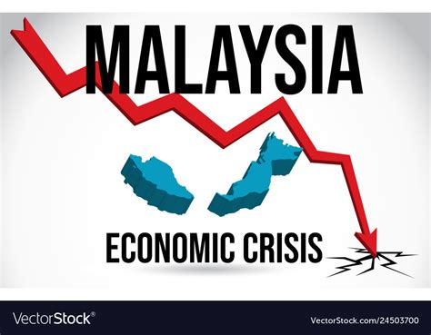 Malaysia Map Financial Crisis Economic Collapse Vector Image
