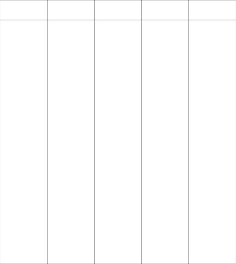 Blank 5 Column Chart Printable