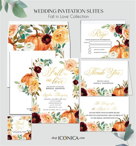 Fall In Love Bridal Shower Invitationfall Engagement Party Invitation