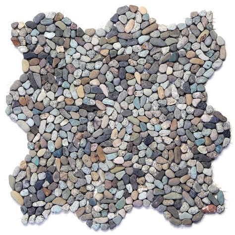 Decorative Random Sized Natural Stone Pebble Tile In Cayman Blue Pebble Tile Mosaic Tiles