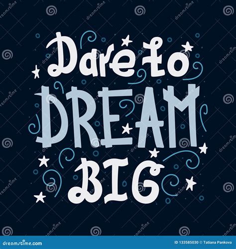 Doodle Motivating Lettering Quote Dare To Dream Big Stock Vector