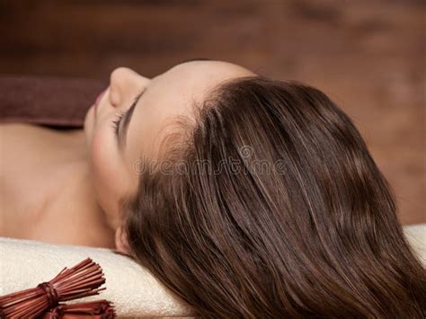 Masseur Doing Massage The Head And Hair For A Woman In Spa Salon Stock Image Image Of Calm