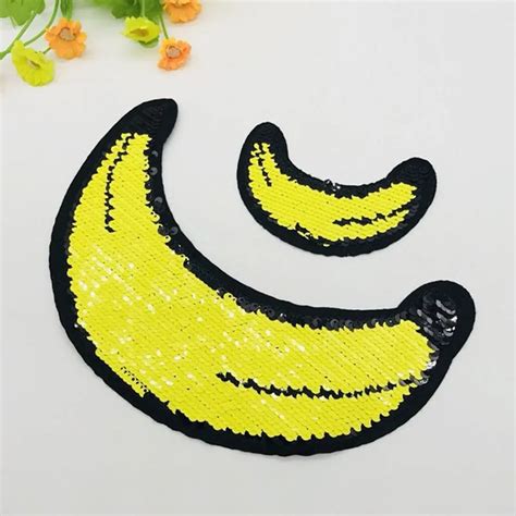 20pcs Applique Jacket Parches Ropa Banana Iron On Reversible Sequined
