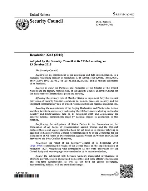 United Nations Security Council Resolutions United Nations Office Of
