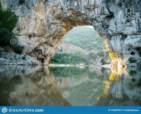 Natural Bridge Pont D Arc In Southern France Stock Image Image Of