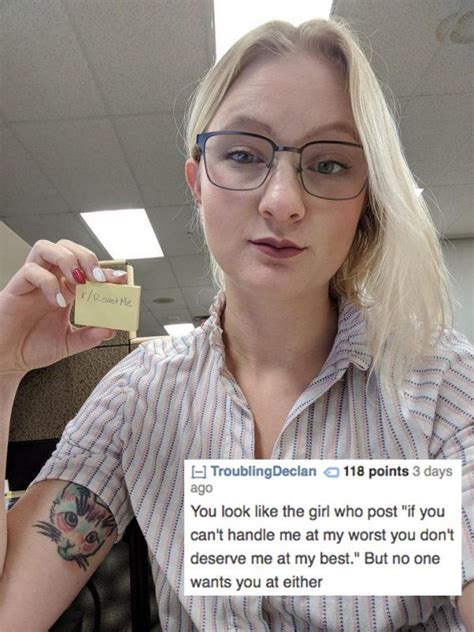 A Woman Wearing Glasses And Holding Up A Card With The Captionyou Look Like The Girl Who Post It