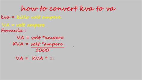 How To Convert Kva To Va Electrical Calculation Youtube