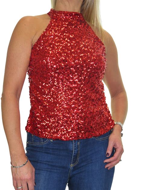 Red Sequin Halterneck Top Latest Style Ideas What To Wear