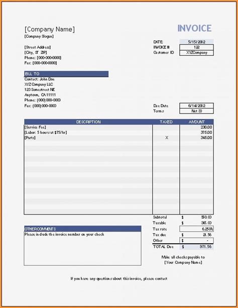 Printable Free Invoice