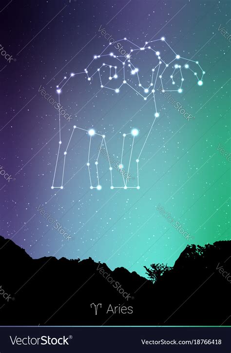 Aries Zodiac Constellations Sign With Forest Vector Image